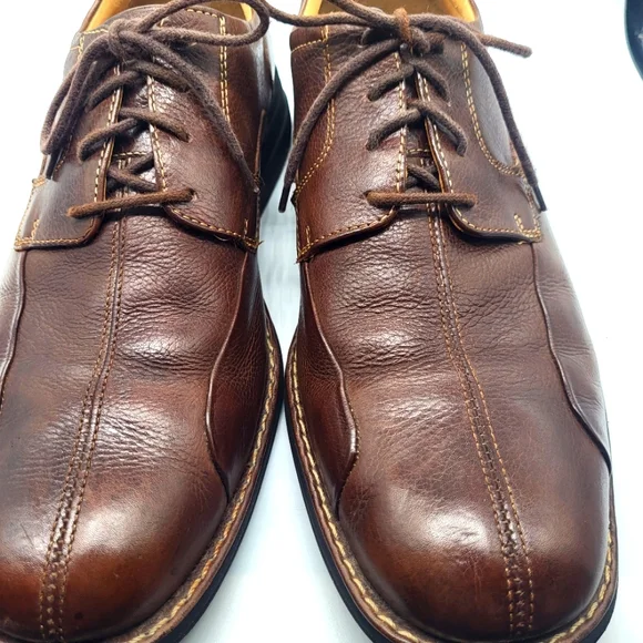 10.5 M JOHNSTON & MURPHY SHULER BICYCLE 20-7223 DRESS SHEEPSKIN SHOE BROWN - Picture 6 of 13